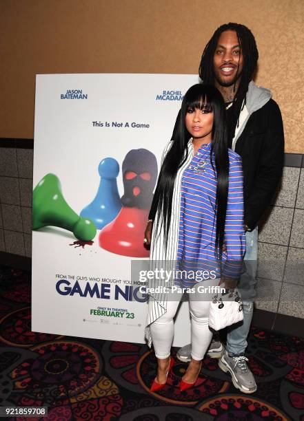 Personality Tammy Rivera and rapper Waka Flocka attend "Game Night" Atlanta screening at Regal Atlantic Station on February 20, 2018 in Atlanta,...