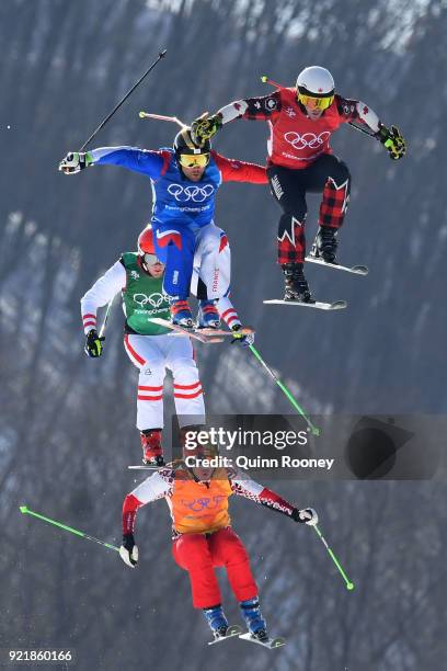 Kevin Drury of Canada, Arnaud Bovolenta of France, Semem Denishchikov of Olympic athletes of Russia and Robert Winkler of Austria compete in the...