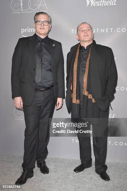 Luca Canfora and Carlo Poggioli attend the 20th CDGA - Arrivals on February 20, 2018 in Beverly Hills, California.