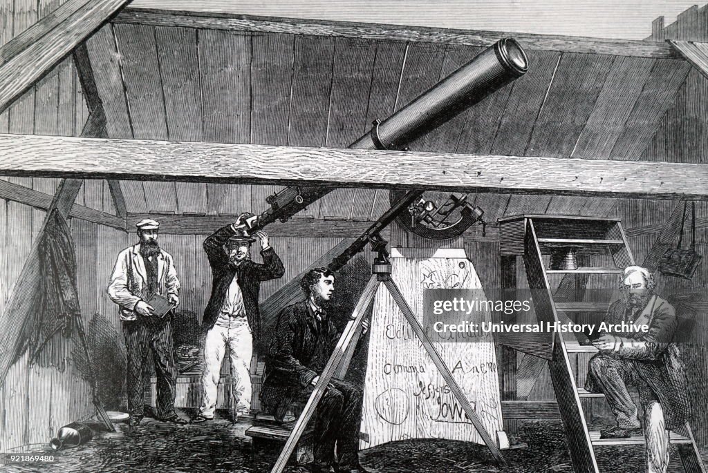 The Canadian Eclipse Expedition preparing to observe the total eclipse of 1869.