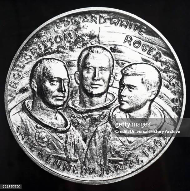 Medal commemorating the crew of Apollo 1, all three crew members‰ÛÓCommand Pilot Virgil I. 'Gus' Grissom, Senior Pilot Edward H. White II, and Pilot...