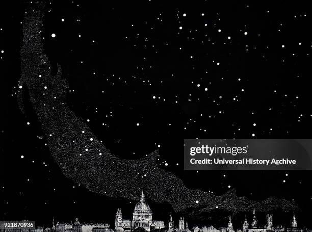 Illustration depicting the midnight sky in the Northern Hemisphere showing the Milky Way. Looking South from London. Dated 19th century.