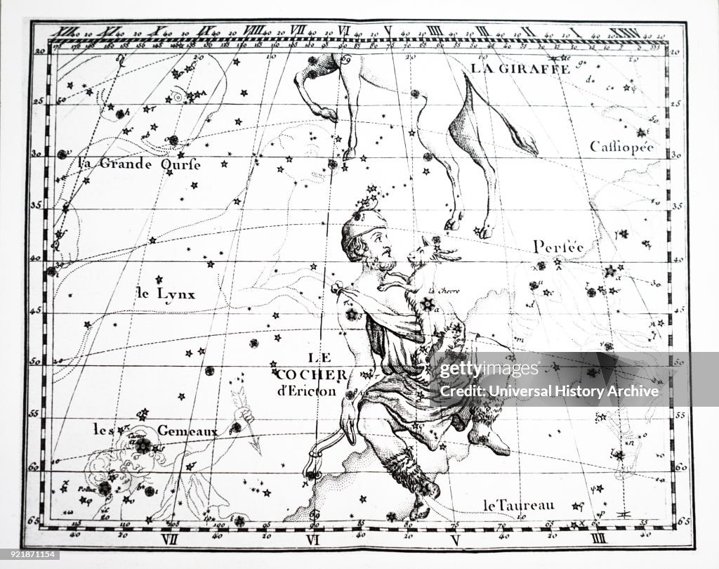 Chart showing the constellation of Auriga.