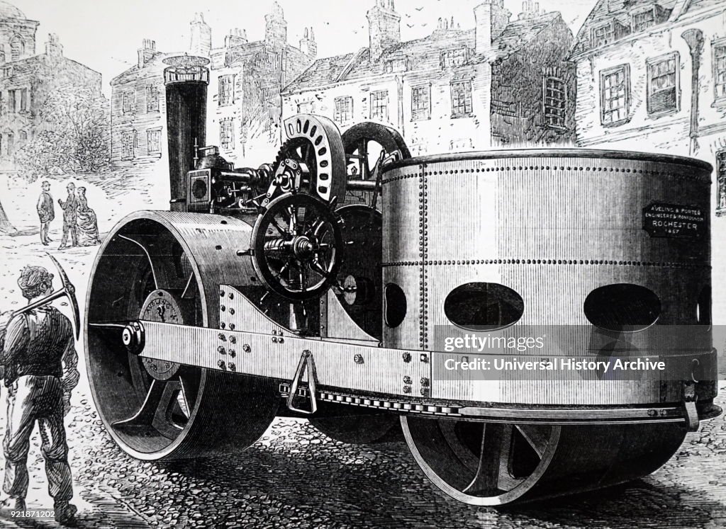 A steam powered road roller.