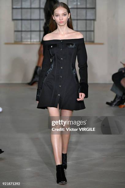 Model walks the runway at the David Koma Ready to Wear Fall/Winter 2018-2019 fashion show during London Fashion Week February 2018 on February 19,...