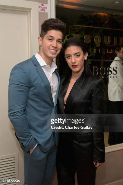 Brandon Larracuente and Jazmin Garcia attend Esquire's 'Mavericks of Hollywood' Celebration presented by Hugo Boss on February 20, 2018 in Los...