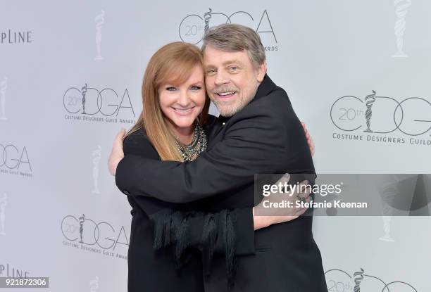 Of IMAX & CDGA EP Emeritus JL Pomeroy and actor Mark Hamill attend the Costume Designers Guild Awards at The Beverly Hilton Hotel on February 20,...