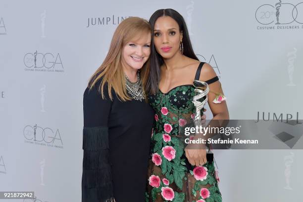 Of IMAX & CDGA EP Emeritus JL Pomeroy and honoree Kerry Washington, recipient of the Spotlight Award, attend the Costume Designers Guild Awards at...