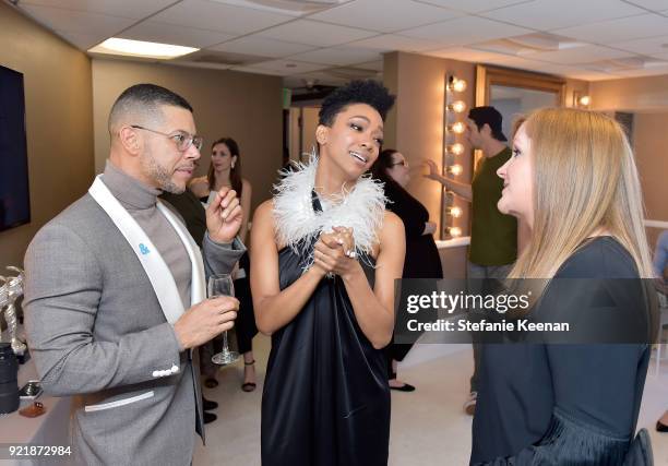 Actors Wilson Cruz and Sonequa Martin-Green and CDGA CMO of IMAX & CDGA EP Emeritus JL Pomeroy attend the Costume Designers Guild Awards at The...