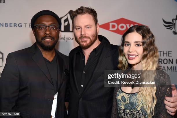 Will.i.am, Sean Parker, and Alexandra Lenas at will.i.am's i.am.angel Foundation TRANS4M 2018 Gala, Honoring Sean Parker, Chairman, Parker Institute...