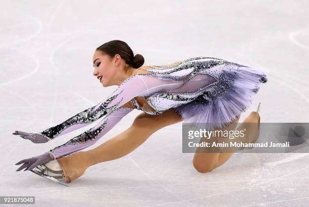 Alina Zagitova of Russia competes during the Ladies Single Skating Short Program on day twelve of the PyeongChang 2018 Winter Olympic Games at...