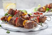 Grilled pork kebab with pepper
