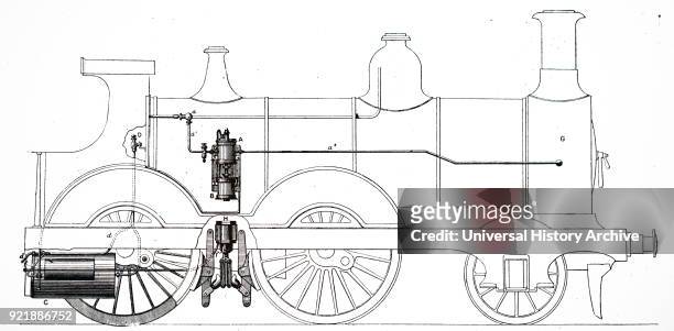 Illustration depicting a locomotive fitted with the Westinghouse air brakes. Dated 19th century.