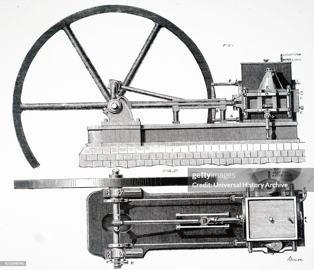 The improved 'Lenoir' gas engine by Kinder and Kinsey.