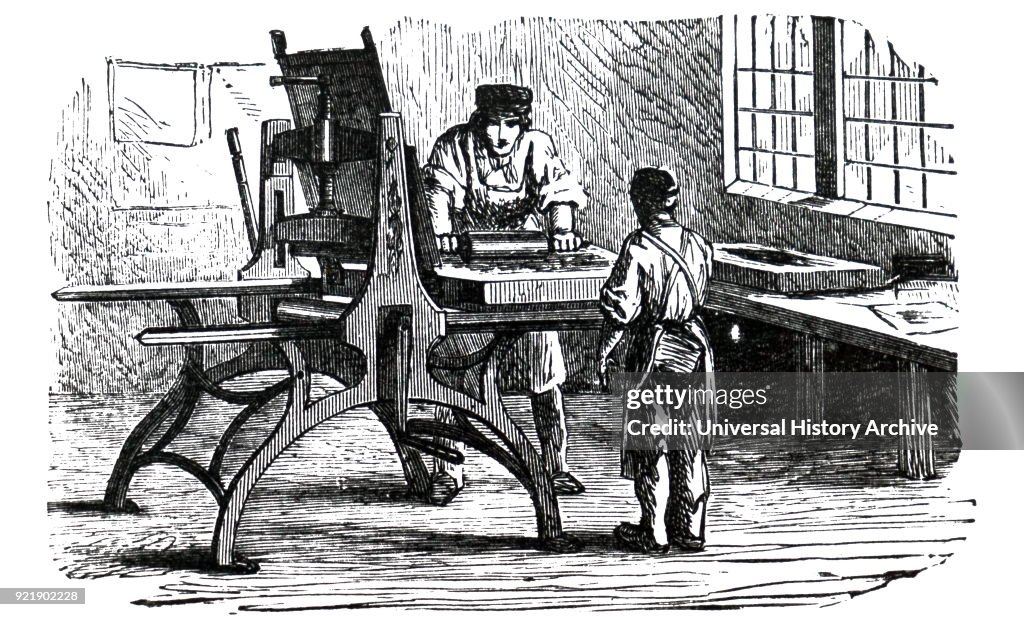 A lithographic press.