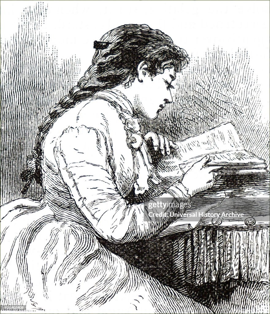 A young woman reading.