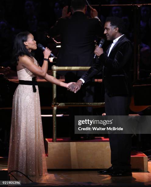 Nikki Renee Daniels and Norm Lewis during the Manhattan Concert Productions Broadway Classics in Concert at Carnegie Hall on February 20, 2018 at...