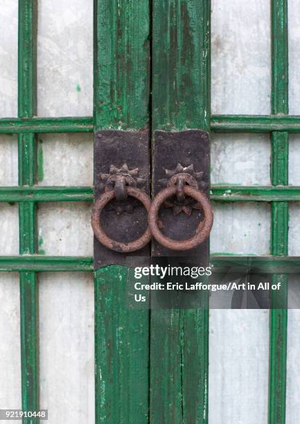 Old wooden door inthe Koryo museum, North Hwanghae Province, Kaesong, North Korea on April 21, 2008 in Kaesong, North Korea.