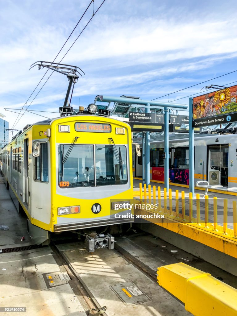 Expo Line Metro from Santa Monica to Los Angeles, California, USA