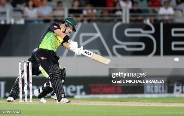 Australia's D'Arcy Short bats during the final Twenty20 Tri Series international cricket match between New Zealand and Australia at Eden Park in...