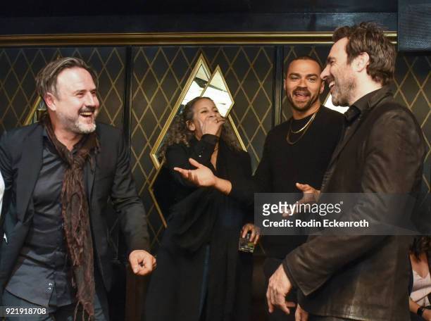 Producer David Arquette, Gina Belafonte, Jesse Williams, and director Matthew Cooke at the premiere of Gravitas Pictures' "Survivors Guide To Prison"...