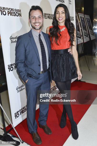 Producer Evan Ferrante and Lilly Lawrence attend the premiere of Gravitas Pictures' "Survivors Guide To Prison" at The Landmark on February 20, 2018...