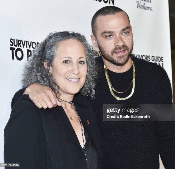 Gina Belafonte and Jesse Williams attend the premiere of Gravitas Pictures' "Survivors Guide To Prison" at The Landmark on February 20, 2018 in Los...