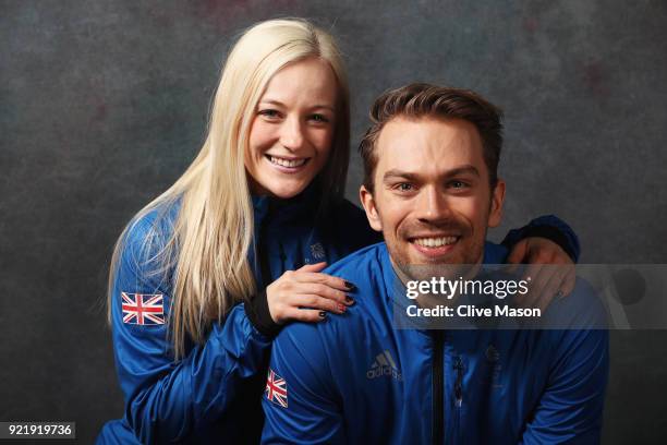 Figure skaters Penny Coomes and Nicholas Buckland of Great Britain pose for a photograph on February 21, 2018 in Pyeongchang-gun, South Korea.