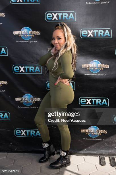 Tameka Cottle visits "Extra" at Universal Studios Hollywood on February 20, 2018 in Universal City, California.