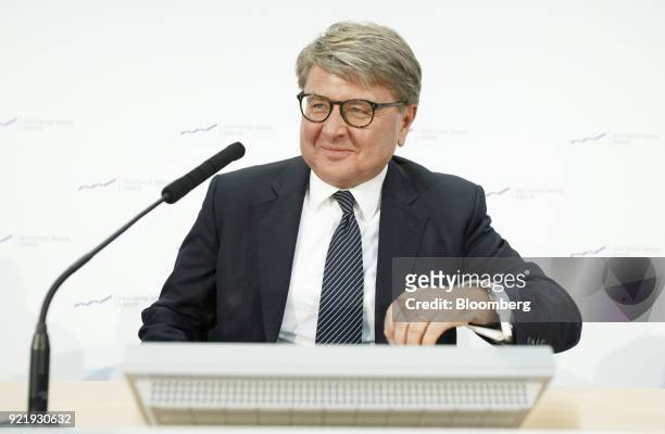 Theodor Weimer, chief executive officer of Deutsche Boerse AG, reacts during a news conference to announce the company's earnings at the Frankfurt...