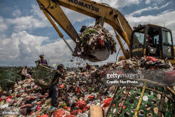 Scavengers finding garbages that can be reused at the waste management location in Serpong, Bante, Indonesia on 21 February 2018. Cipeucang-South...