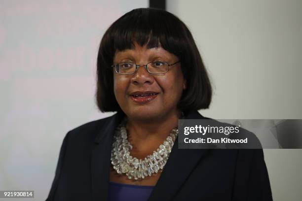 Britain's Shadow Home Secretary Diane Abbott gives a speech on immigration at the Policy Institute on February 21, 2018 in London, England. Ms Abbot...