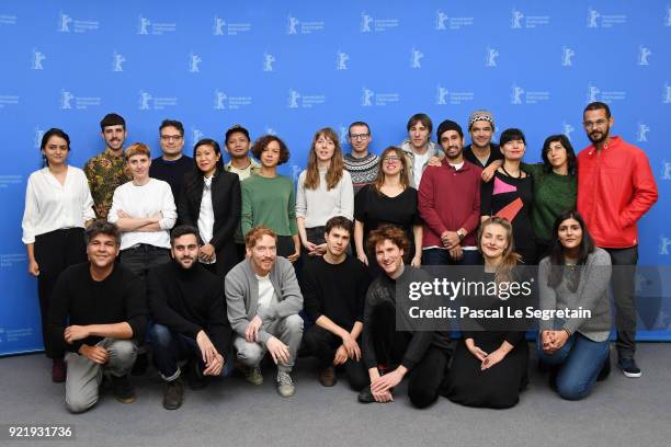 Berlinale Shorts directors pose at the Berlinale Shorts Directors photo call during the 68th Berlinale International Film Festival Berlin at Grand...