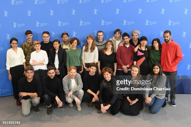 Berlinale Shorts directors pose at the Berlinale Shorts Directors photo call during the 68th Berlinale International Film Festival Berlin at Grand...