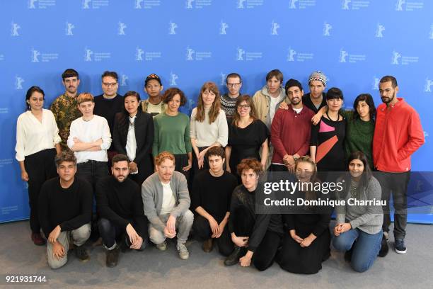 Berlinale Shorts directors pose at the Berlinale Shorts Directors photo call during the 68th Berlinale International Film Festival Berlin at Grand...