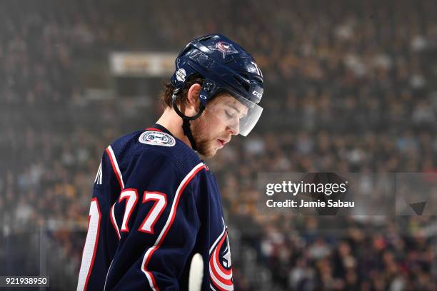 Josh Anderson of the Columbus Blue Jackets skates against the Pittsburgh Penguins on February 18, 2018 at Nationwide Arena in Columbus, Ohio.