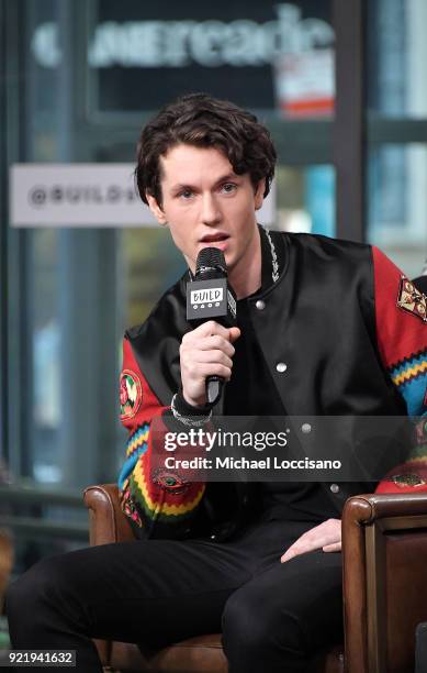 Actor James Scully visits Build Studio to discuss the TV series "Heathers" at Build Studio on February 20, 2018 in New York City.