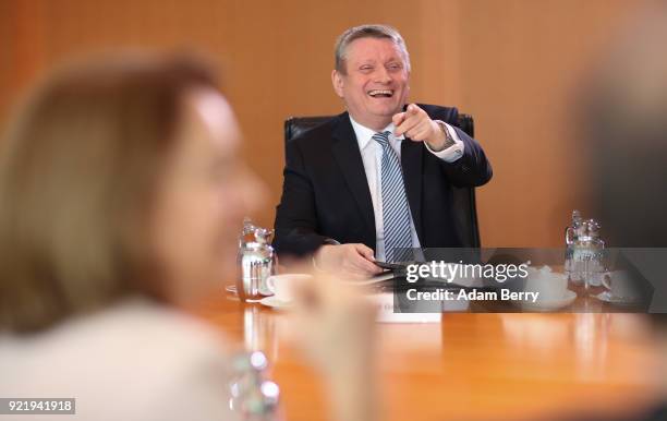 Health Minister Hermann Groehe arrives for the weekly German federal Cabinet meeting on February 21, 2018 in Berlin, Germany. High on the meeting's...