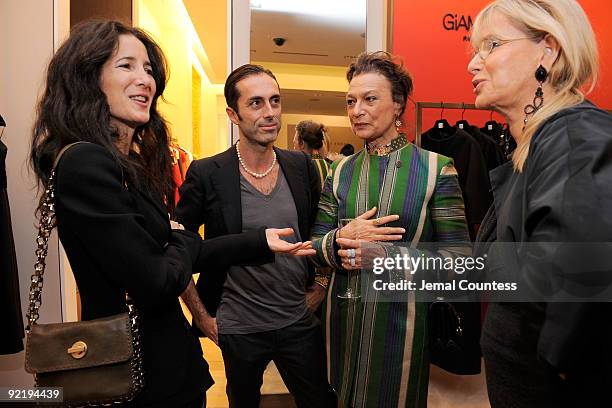 Amanda Ross, Designer Giambattista Valli, Daniella Morera and Andrea Robinson at the cocktail party to celebrate the opening of the new Giambattista...