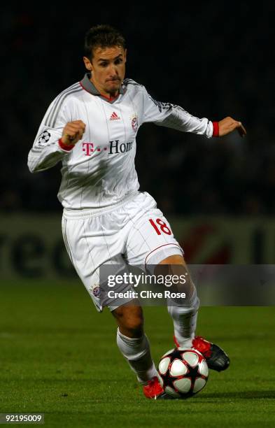 Miroslav Klose of Bayern Muenchen in action during the UEFA Champions League Group A match between Bordeaux and FC Bayern Muenchen at the Stade...