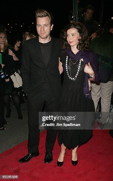 Actor Ewan McGregor and Eve Mavrakis attend the premiere of "Amelia" at The Paris Theatre on October 20, 2009 in New York City.