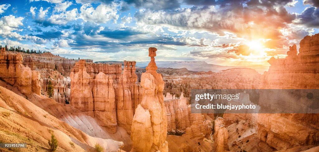 Bryce Canyon National Park at sunrise with dramatic sky, Utah, USA