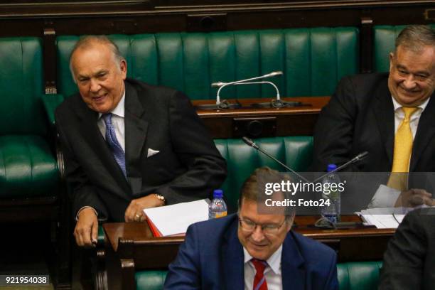 Former Steinhoff chairman Christo Wiese and the companys executives appear at a parliamentary hearing into the Steinhoff scandal on January 31, 2018...