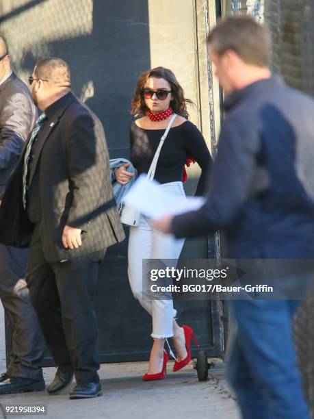 Maisie Williams is seen arriving at 'Jimmy Kimmel Live' on February 20, 2018 in Los Angeles, California.