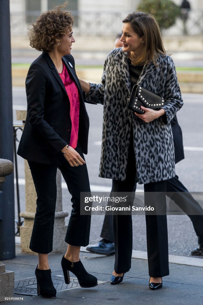 Queen Letizia Attends a Gender Violence Meeting in Madrid