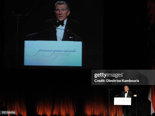 Chairman of the Princess Grace Foundation John Lehman speaks at The Princess Grace Awards Gala at Cipriani 42nd Street on October 21, 2009 in New...