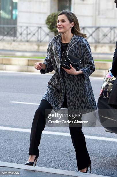 Queen Letizia of Spain arrives to attend a Gender-Based Violence meeting at Delegacion del Gobierno Para la Violencia de Genero headquarters on...
