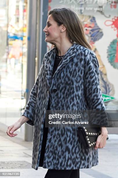 Queen Letizia of Spain arrives to attend a Gender-Based Violence meeting at Delegacion del Gobierno Para la Violencia de Genero headquarters on...