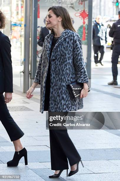 Queen Letizia of Spain arrives to attend a Gender-Based Violence meeting at Delegacion del Gobierno Para la Violencia de Genero headquarters on...