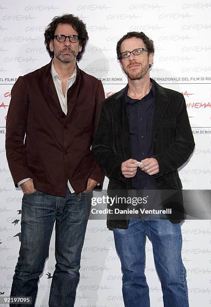 Directors Joel Coen and Ethan Coen attend the "A Serious Man" Photocall during Day 8 of the 4th International Rome Film Festival held at the...